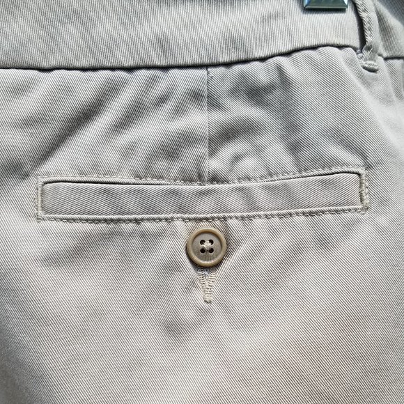 Lands' End Khaki Plain Front Cotton Blend Bermuda Shorts - Picture 9 of 13